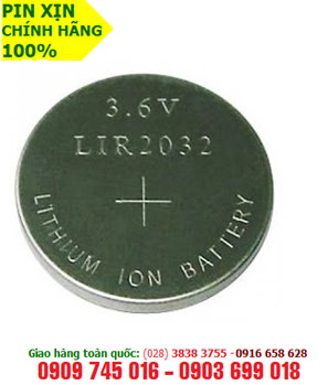 LIR2302; Pin sạc LIR2032 lithium Ion 3.6v, Pin sạc đồng xu LIR2302