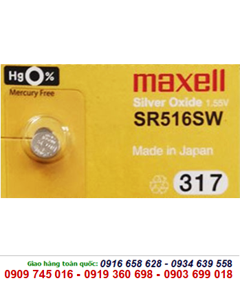 Maxell SR516SW - Pin 317, Pin Maxell SR516SW-317 silver oxide 1.55v (Xuất xứ NHẬT)